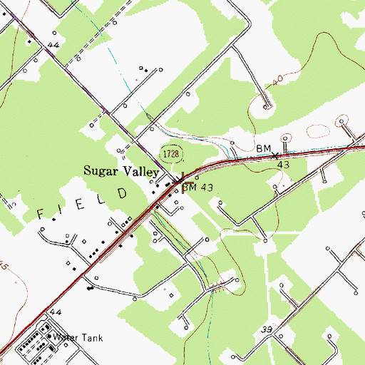 Topographic Map of Sugar Valley, TX