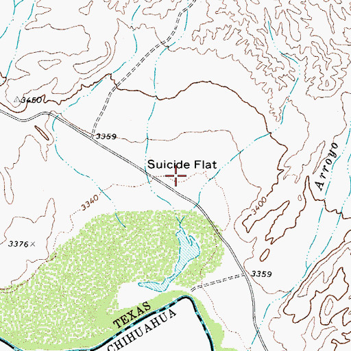 Topographic Map of Suicide Flat, TX