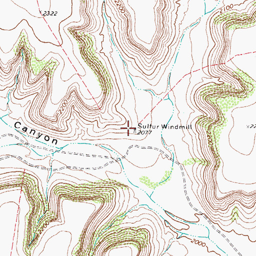 Topographic Map of Sulfur Windmill, TX