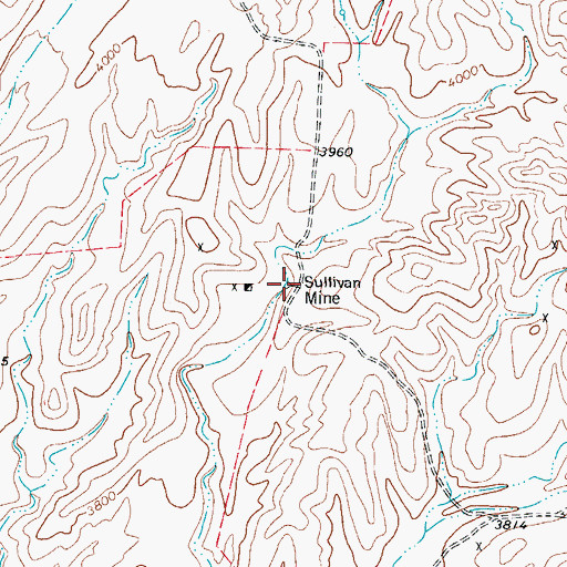 Topographic Map of Sullivan Mine, TX