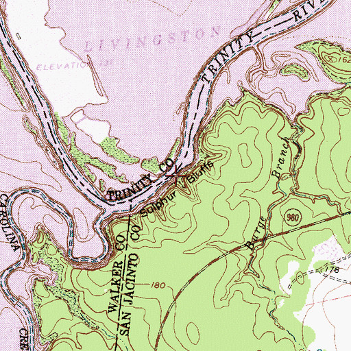 Topographic Map of Sulphur Bluffs, TX