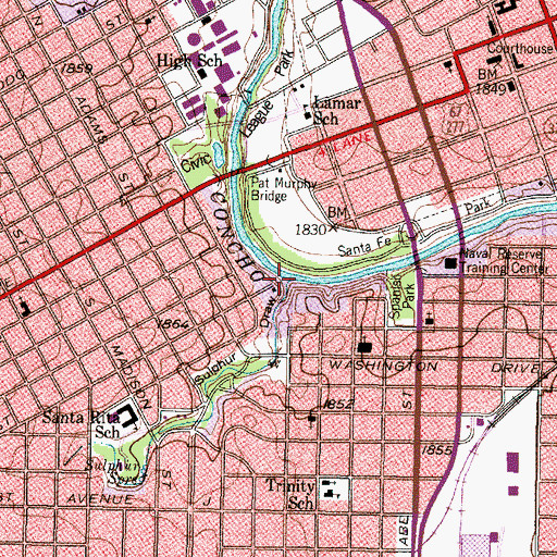 Topographic Map of Sulphur Draw, TX