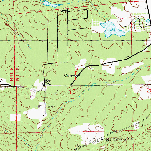 Topographic Map of Mount Calvary Cemetery, AL