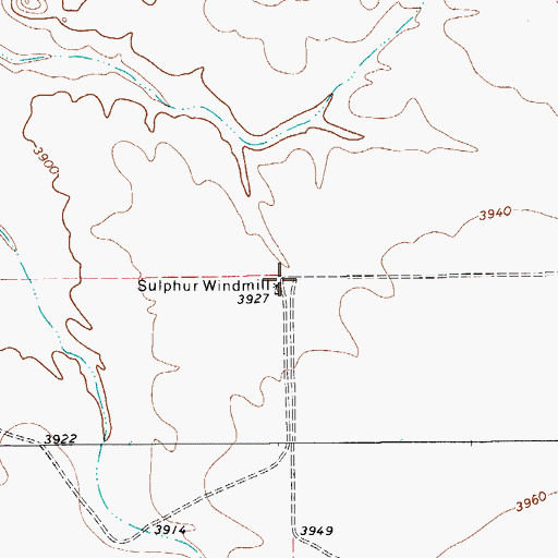Topographic Map of Sulphur Windmill, TX