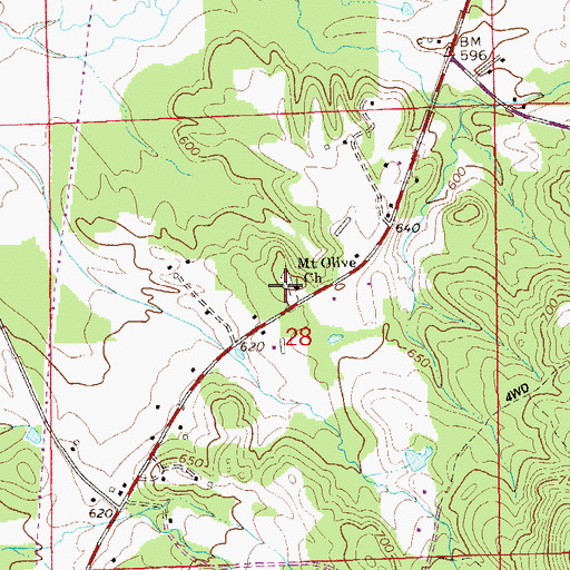 Topographic Map of Mount Olive Cemetery, AL