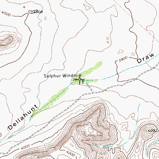 Topographic Map of Sulphur Windmill, TX