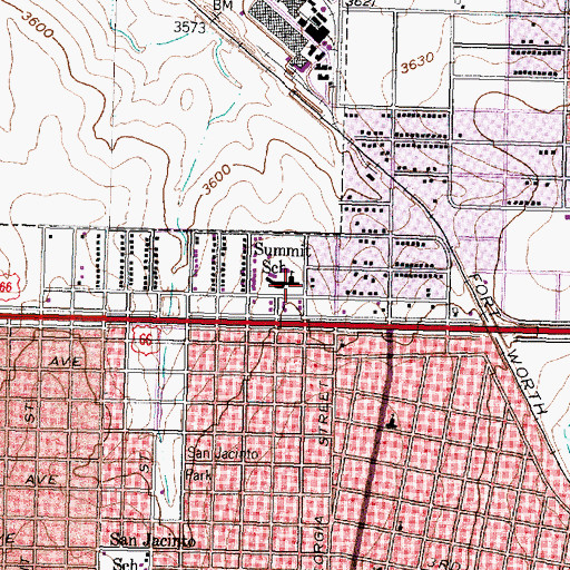 Topographic Map of Summit School, TX