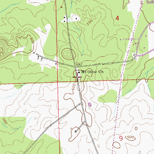 Topographic Map of Mount Olive Cemetery, AL