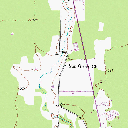Topographic Map of Sun Grove Church, TX