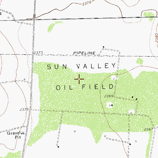Topographic Map of Sun Valley Oil Field, TX