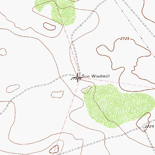Topographic Map of Sun Windmill, TX