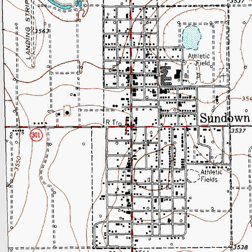Topographic Map of Sundown, TX