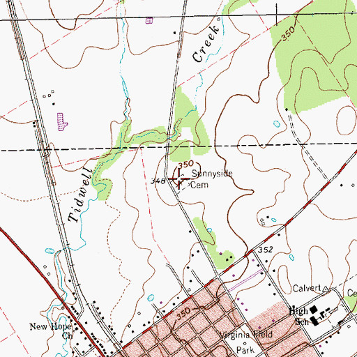 Topographic Map of Sunnyside Cemetery, TX