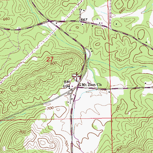 Topographic Map of Mount Zion Cemetery, AL