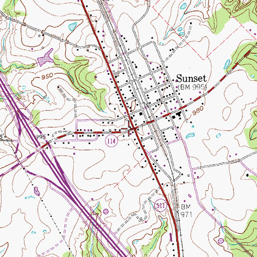 Topographic Map of Sunset, TX
