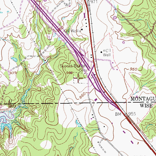Topographic Map of Sunset Beasley Cemetery, TX