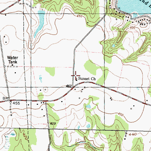 Topographic Map of Sunset Church, TX
