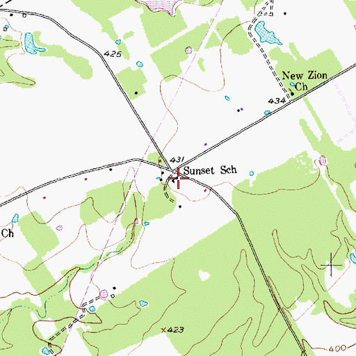 Topographic Map of Sunset School, TX