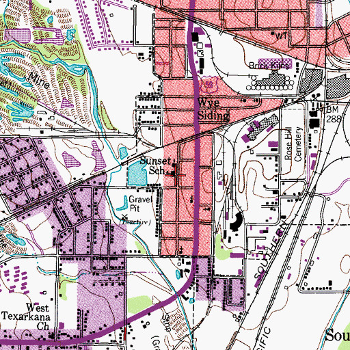 Topographic Map of Sunset School, TX