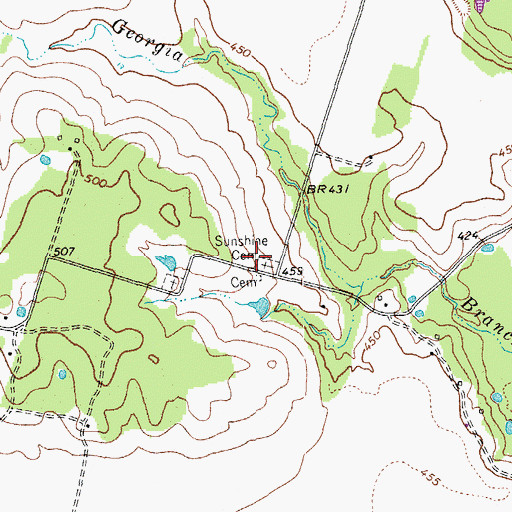 Topographic Map of Sunshine Cemetery, TX