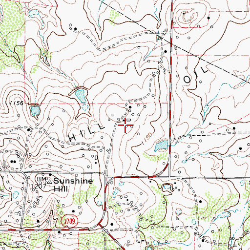 Topographic Map of Sunshine Hill Oil Field, TX