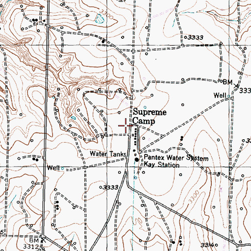 Topographic Map of Supreme Camp, TX