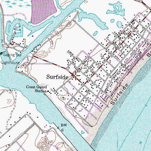 Topographic Map of Surfside, TX