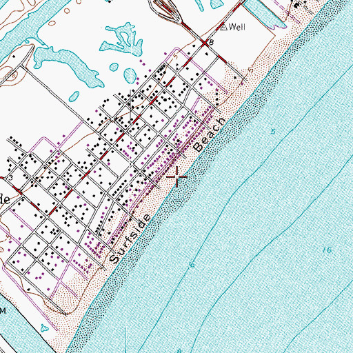 Topographic Map of Surfside Beach, TX