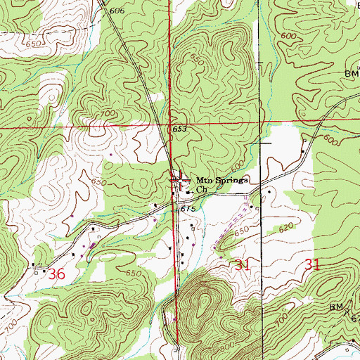 Topographic Map of Mountain Springs Cemetery, AL
