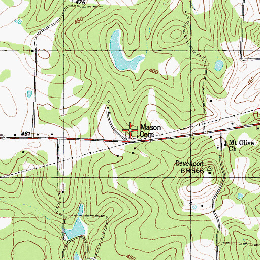 Topographic Map of Swanson Cemetery, TX