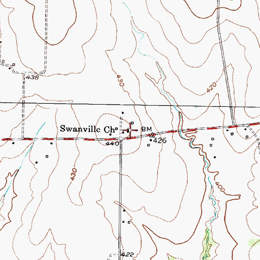 Topographic Map of Swanville Church, TX