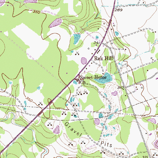 Topographic Map of Sweet Home Church, TX