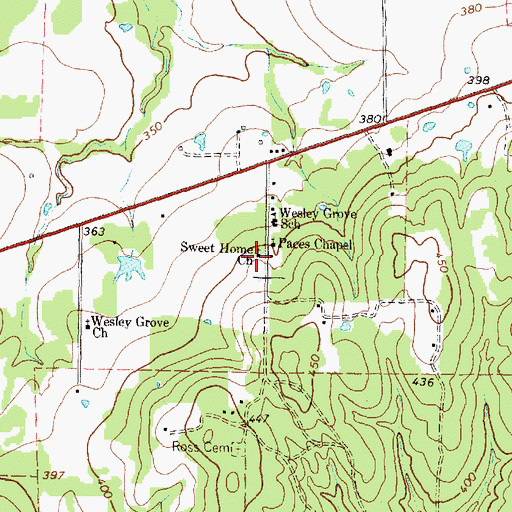 Topographic Map of Sweet Home Church, TX