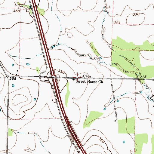 Topographic Map of Sweet Home Church, TX