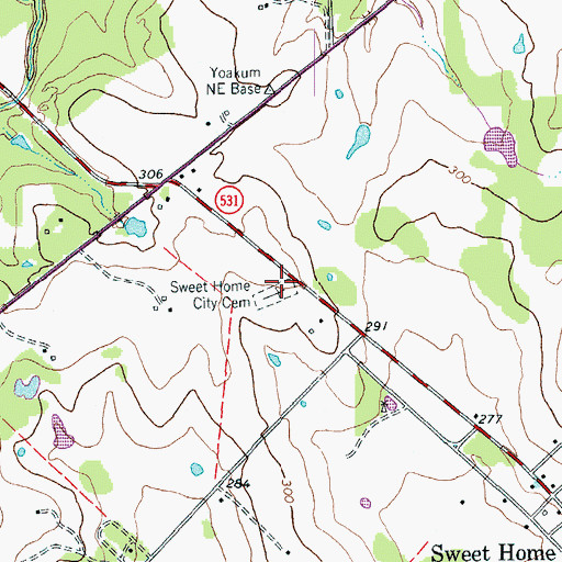 Topographic Map of Sweet Home City Cemetery, TX