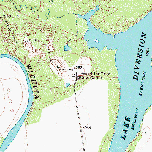 Topographic Map of Sweet La Cruz Cow Camp, TX