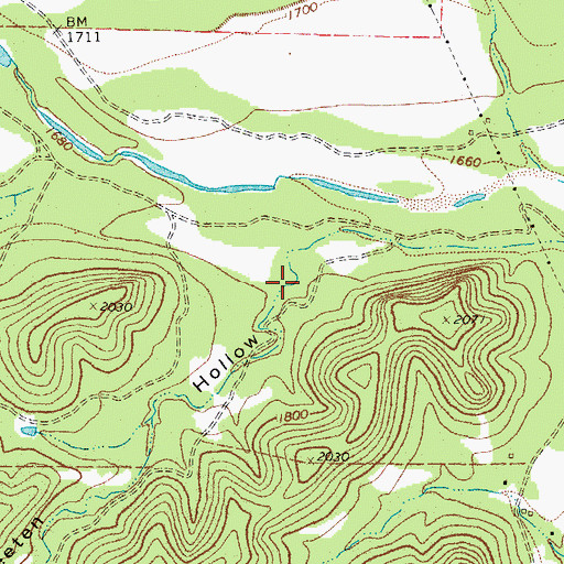 Topographic Map of Sweeten Hollow, TX