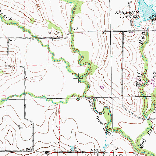 Topographic Map of Sweetwater Creek, TX
