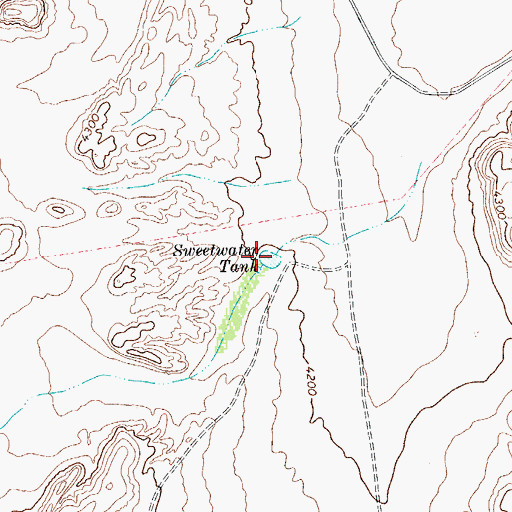Topographic Map of Sweetwater Tank, TX