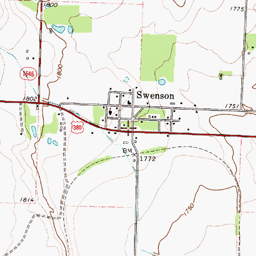 Topographic Map of Swenson, TX