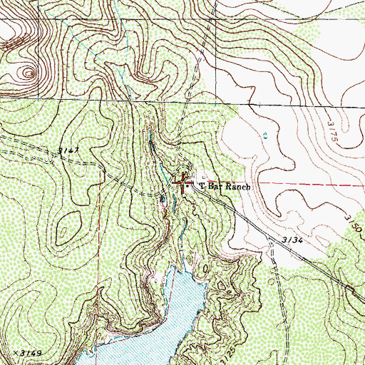 Topographic Map of T Bar Ranch, TX