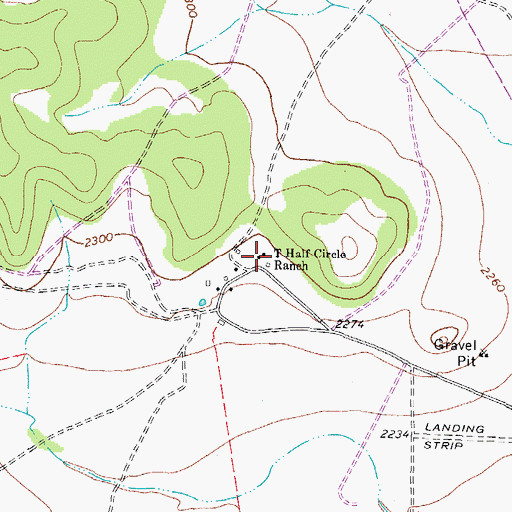 Topographic Map of T Half Circle Ranch, TX