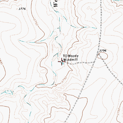 Topographic Map of TO Woody Windmill, TX