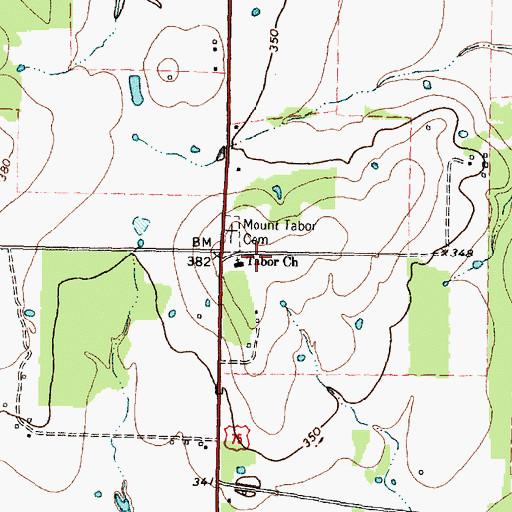 Topographic Map of Tabor Church, TX