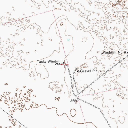 Topographic Map of Tacky Windmill, TX