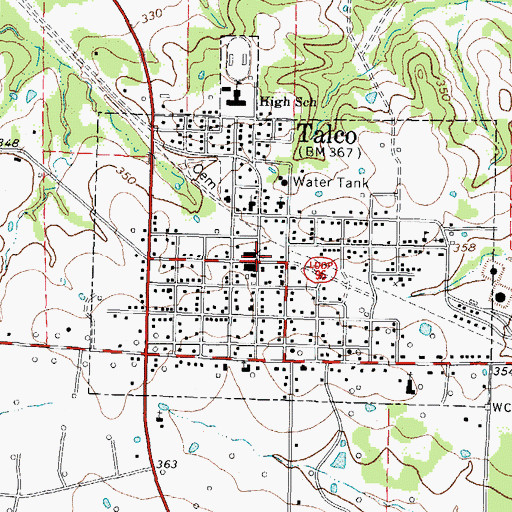 Topographic Map of Talco, TX