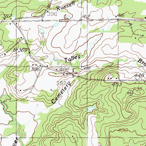 Topographic Map of Talley Cemetery, TX