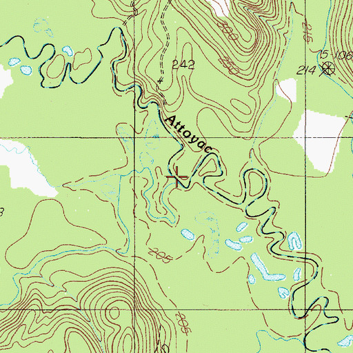 Topographic Map of Tandakee Creek, TX