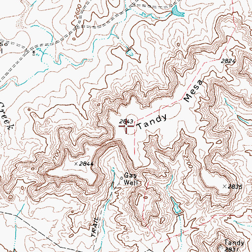 Topographic Map of Tandy Mesa, TX