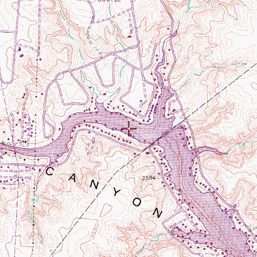 Topographic Map of Lake Tanglewood, TX